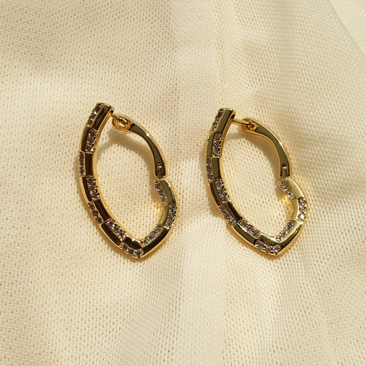 Golden Hoops with Studded Stones