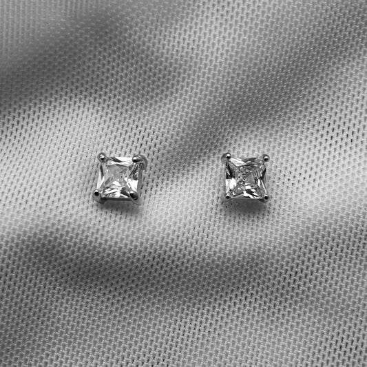 Sterling Silver Square Stone Earring