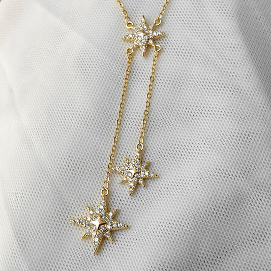 Three Gold Star Chocker pendent